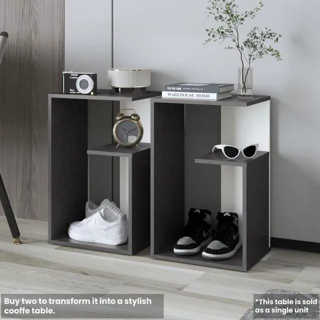 Alt view image 7 of 7 - Everet 25" High 3-Tier Open Shelf Side Table, Onix - White