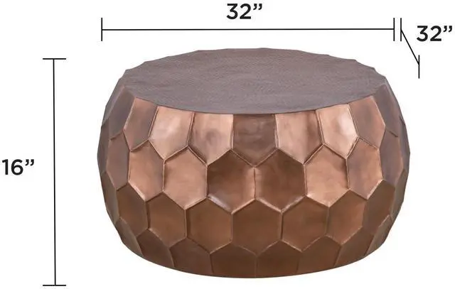 Alt view image 2 of 6 - CT101 Modern Contemporary Round Aluminum material 32" Coffee Table, Farmhouse Table with Glossy Diamond-Patterned Base Copper      same asG150108440  (NJ inventory)