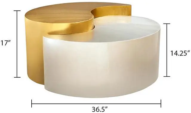 Alt view image 2 of 6 - YING YANG Modern & Contemporary Style Coffee Table Made with Iron Sheet Frame in Gold & Silver      same asG150108938  (NJ inventory)
