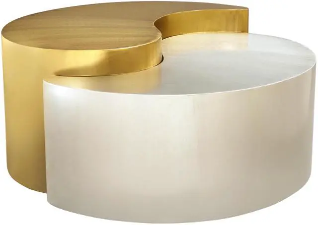 Alt view image 3 of 6 - YING YANG Modern & Contemporary Style Coffee Table Made with Iron Sheet Frame in Gold & Silver      same asG150108938  (NJ inventory)