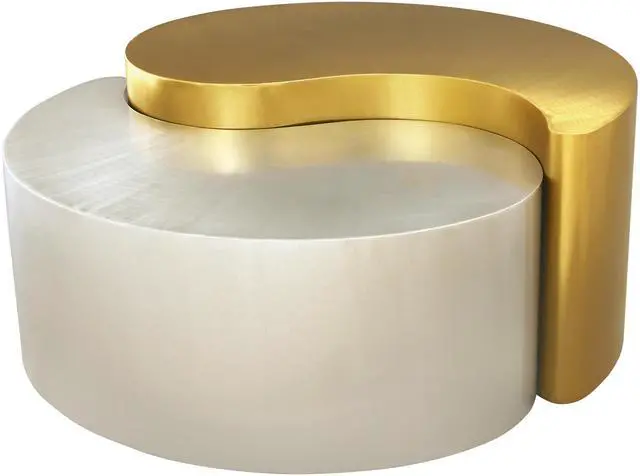 Alt view image 4 of 6 - YING YANG Modern & Contemporary Style Coffee Table Made with Iron Sheet Frame in Gold & Silver      same asG150108938  (NJ inventory)