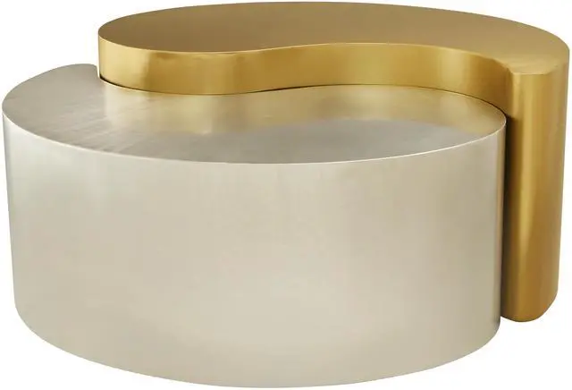 Alt view image 6 of 6 - YING YANG Modern & Contemporary Style Coffee Table Made with Iron Sheet Frame in Gold & Silver      same asG150108938  (NJ inventory)
