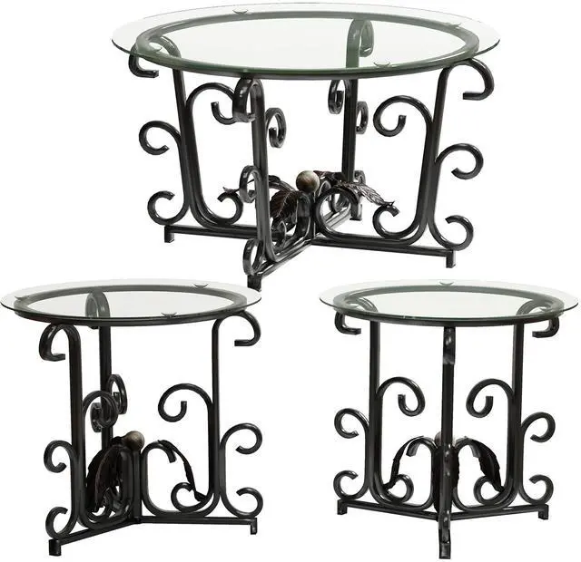 Main image of 3-Piece Coffee Table Set, Tempered Glass Surface with Sturdy Metal Frame - Modern Living Room Sets (1 Coffee Table + 2 End Tables), Scratch-Resistant & Easy to Clean for Small Spaces, Apartments