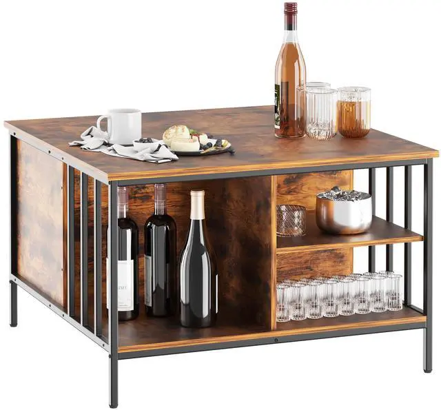 Alt view image 4 of 7 - Farmhouse Lift Top Coffee Table with Storage - 31.5" Adjustable Height Living Room Table, Multifunctional Center for Family with Hidden Compartment & 3 Shelves(110lbs Capacity, Easy to Clean)