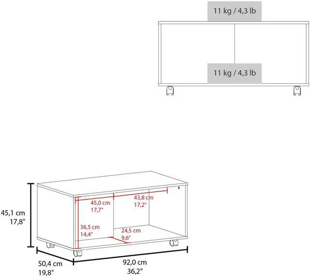 Alt view image 3 of 7 - Gu Oidak Coffee Table with Open Storage and Caster Wheels, Wengue