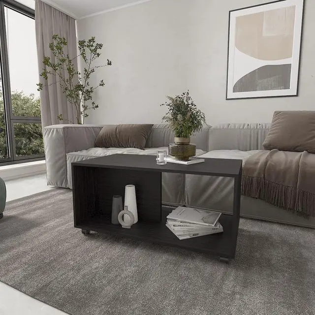 Main image of Gu Oidak Coffee Table with Open Storage and Caster Wheels, Wengue