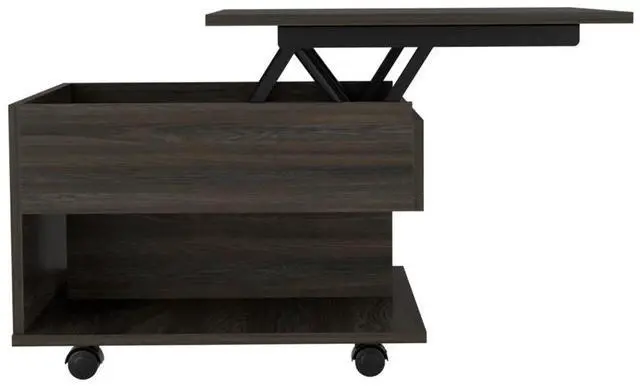 Alt view image 3 of 7 - Lift Top Coffee Table, Casters, One Shelf, Carbon Espresso