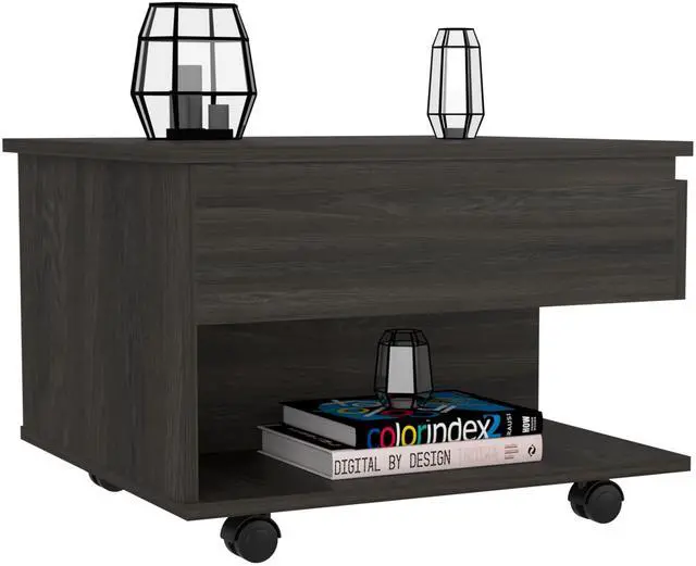 Alt view image 5 of 7 - Lift Top Coffee Table, Casters, One Shelf, Carbon Espresso
