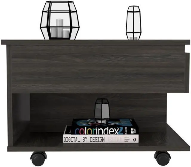 Alt view image 4 of 7 - Lift Top Coffee Table, Casters, One Shelf, Carbon Espresso