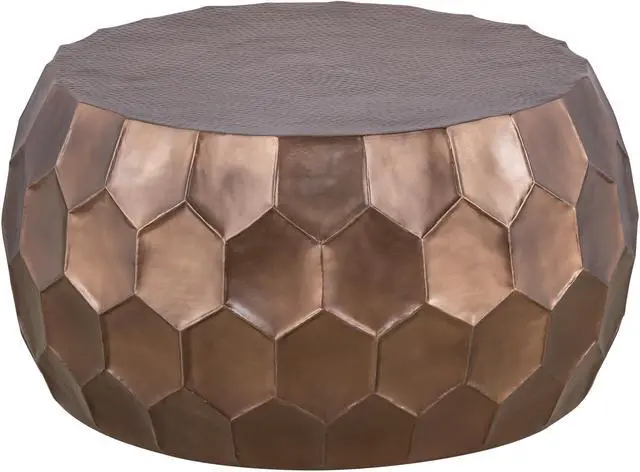 Alt view image 4 of 6 - CT101 Modern Contemporary Round Aluminum material 32" Coffee Table, Farmhouse Table with Glossy Diamond-Patterned Base Copper      same asG150108440  (NJ inventory)