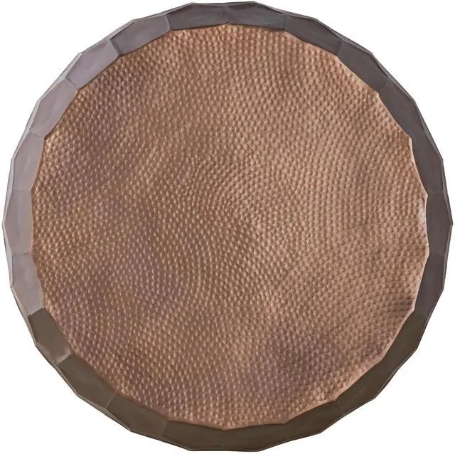 Alt view image 5 of 6 - CT101 Modern Contemporary Round Aluminum material 32" Coffee Table, Farmhouse Table with Glossy Diamond-Patterned Base Copper      same asG150108440  (NJ inventory)