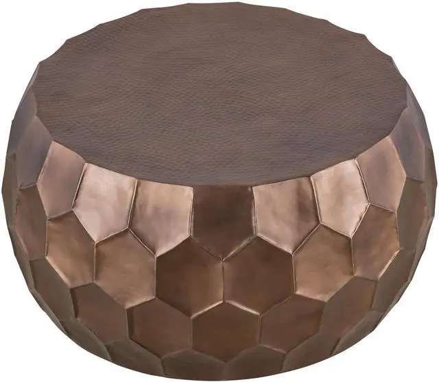 Alt view image 3 of 6 - CT101 Modern Contemporary Round Aluminum material 32" Coffee Table, Farmhouse Table with Glossy Diamond-Patterned Base Copper      same asG150108440  (NJ inventory)