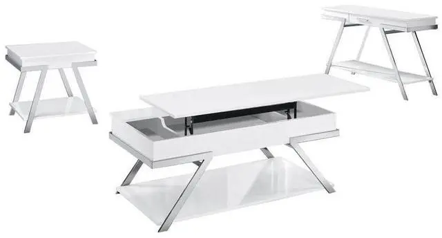Alt view image 5 of 7 - Contemporary Style White 1pc End Table High Gloss Finish Chrome Frame Gorgeous Living Room Furniture