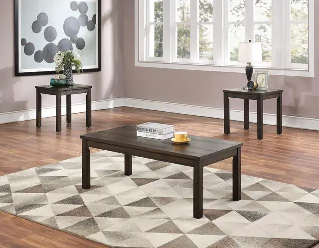 Main image of Espresso Color 3pc Coffee Tables Set Classic 1x Coffee Table and 2x End Tables Living Room Furniture