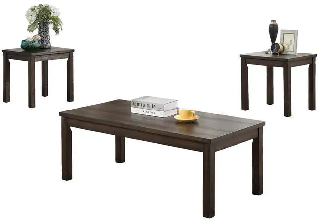 Alt view image 2 of 7 - Espresso Color 3pc Coffee Tables Set Classic 1x Coffee Table and 2x End Tables Living Room Furniture