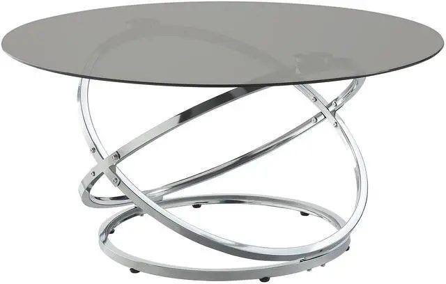 Alt view image 3 of 6 - Modern Luxury 3-piece Occasional Table Set Chrome Finish Metal Cocktail Table End Tables Tempered Glass Top