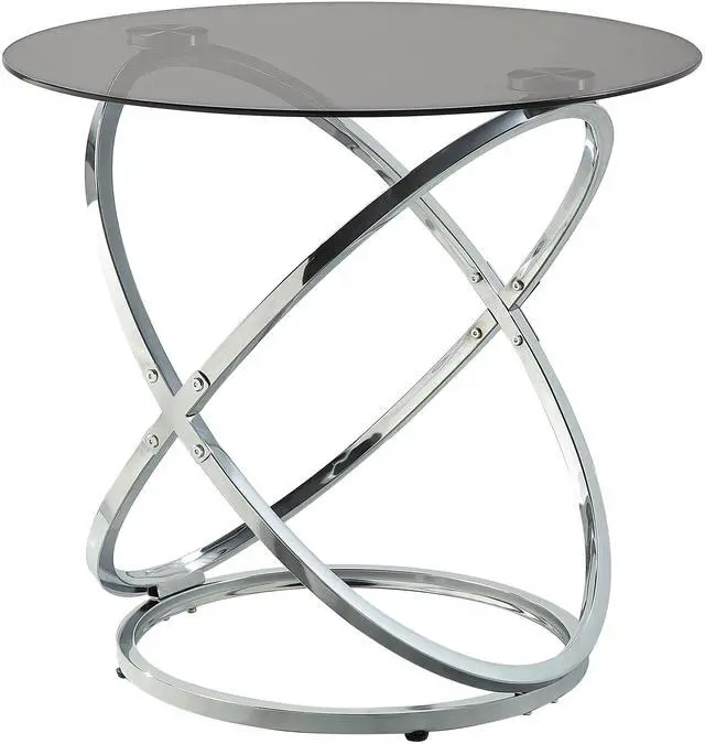 Alt view image 5 of 6 - Modern Luxury 3-piece Occasional Table Set Chrome Finish Metal Cocktail Table End Tables Tempered Glass Top