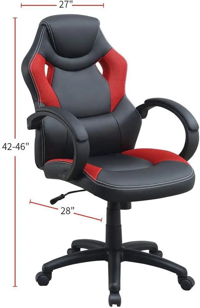 Alt view image 5 of 7 - Office Chair Upholstered 1pc Cushioned Comfort Chair Relax Gaming Office Work Black And Red Color