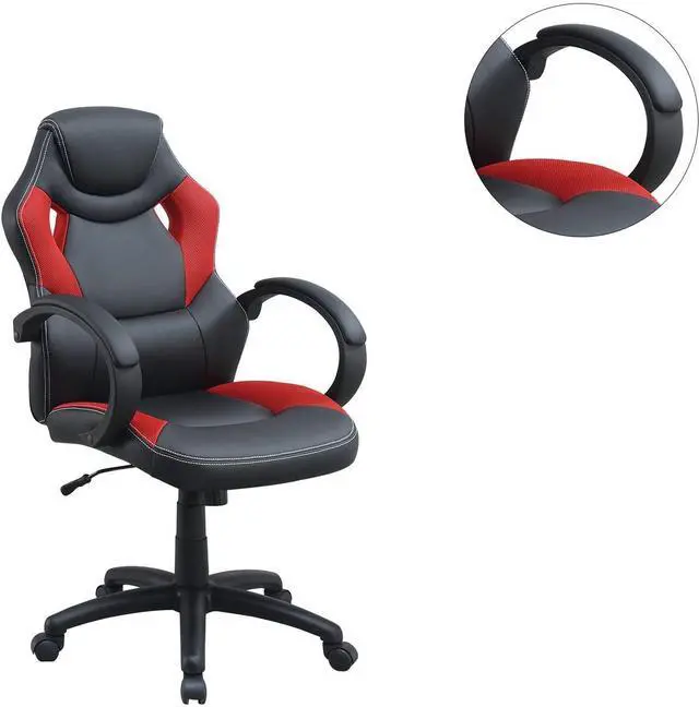 Alt view image 7 of 7 - Office Chair Upholstered 1pc Cushioned Comfort Chair Relax Gaming Office Work Black And Red Color
