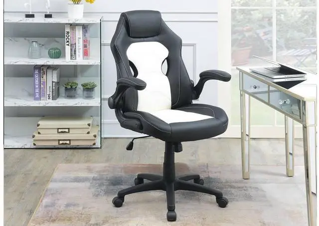 Alt view image 2 of 7 - Office Chair Upholstered 1pc Comfort Chair Relax Gaming Office Chair Work Black And White Color
