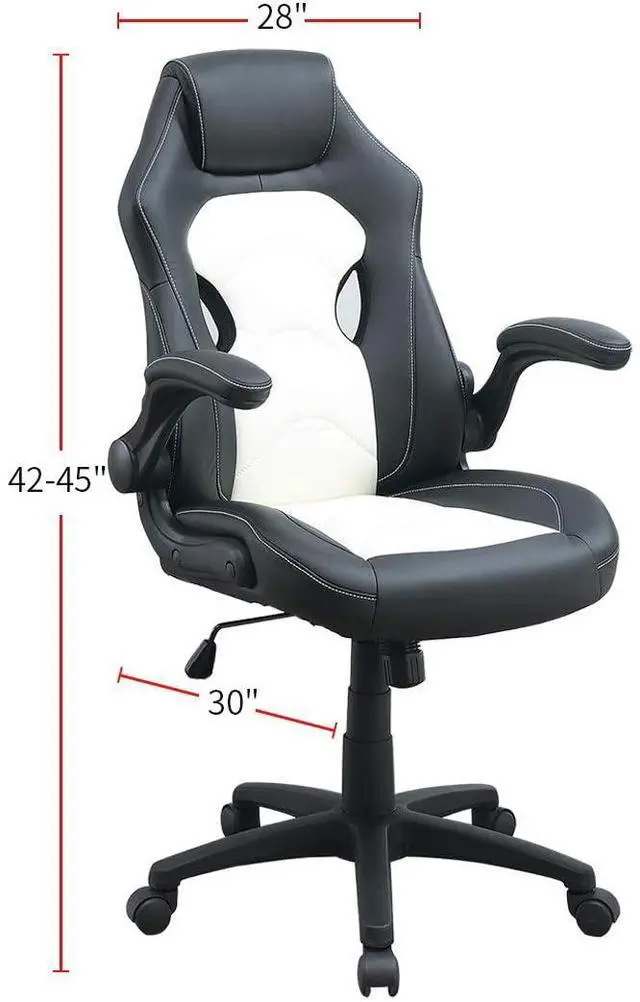 Alt view image 6 of 7 - Office Chair Upholstered 1pc Comfort Chair Relax Gaming Office Chair Work Black And White Color