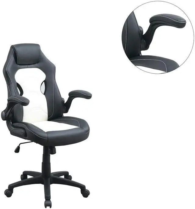 Alt view image 7 of 7 - Office Chair Upholstered 1pc Comfort Chair Relax Gaming Office Chair Work Black And White Color