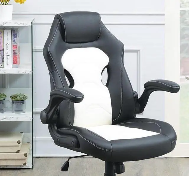 Alt view image 5 of 7 - Office Chair Upholstered 1pc Comfort Chair Relax Gaming Office Chair Work Black And White Color