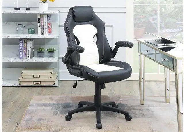 Main image of Office Chair Upholstered 1pc Comfort Chair Relax Gaming Office Chair Work Black And White Color