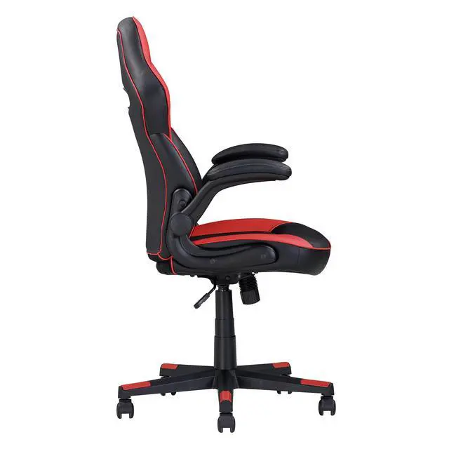 Alt view image 4 of 5 - Adjustable Ergonomic Gaming Chair, Faux Leather Upholstered Office Chair w/ 360-degree Swivel and Tilt Control, Black/red