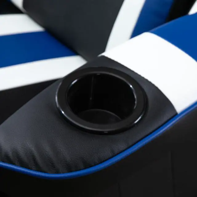 Alt view image 2 of 7 - Vinsetto Gaming Chair, Racing Style Computer Recliner with Lumbar Support, Footrest and Cup Holder, Black/White/Blue