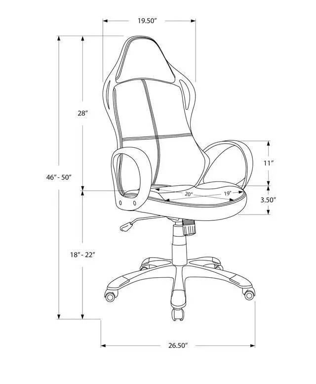 Alt view image 4 of 7 - Office Chair, Gaming, Adjustable Height, Swivel, Ergonomic, Armrests, Computer Desk, Work, Black And Red Fabric, Black Metal, Contemporary, Modern