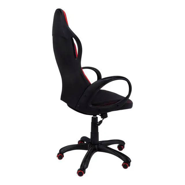 Alt view image 6 of 7 - Office Chair, Gaming, Adjustable Height, Swivel, Ergonomic, Armrests, Computer Desk, Work, Black And Red Fabric, Black Metal, Contemporary, Modern