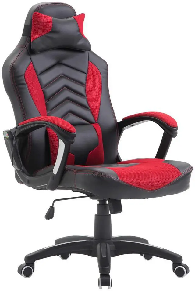 Main image of HOMCOM 6 Vibrating Point Massage Computer Gaming Chair 5 Modes, Racing Style Heated Desk Chair Swivel Rolling Chair with Headrest, Red / Black