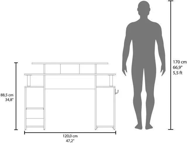 Alt view image 7 of 7 - FM FURNITURE Lol Minimalist Gaming Desk with Elevated Monitor Shelf. Blue Accents