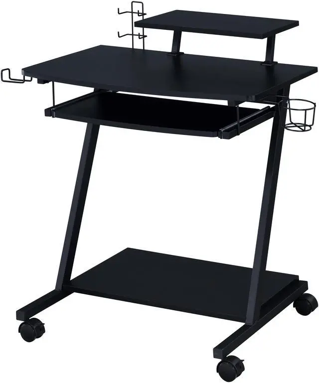 Alt view image 2 of 6 - Black Gaming Desk with Keyboard Tray