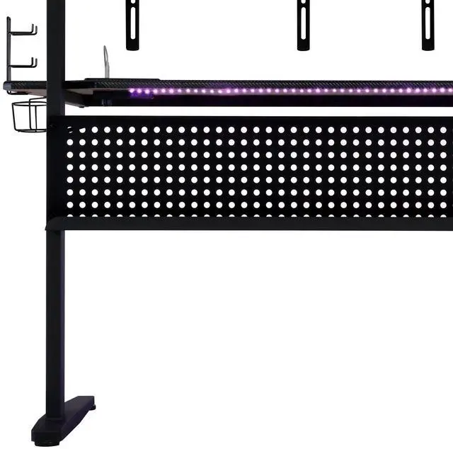 Alt view image 3 of 5 - Black Gaming Desk with LED Light