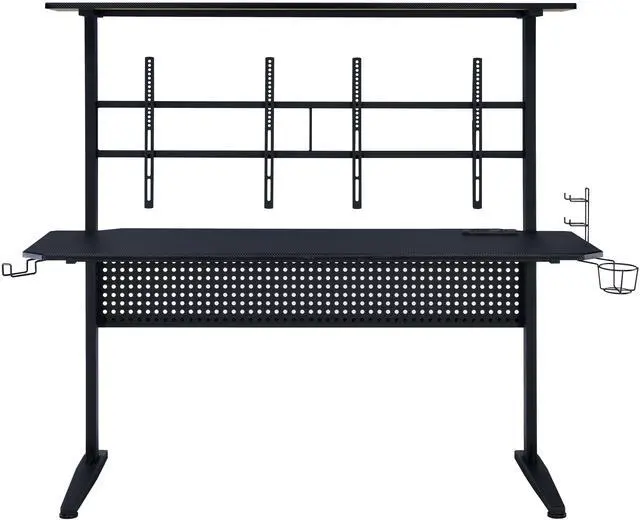 Alt view image 2 of 5 - Black Gaming Desk with LED Light