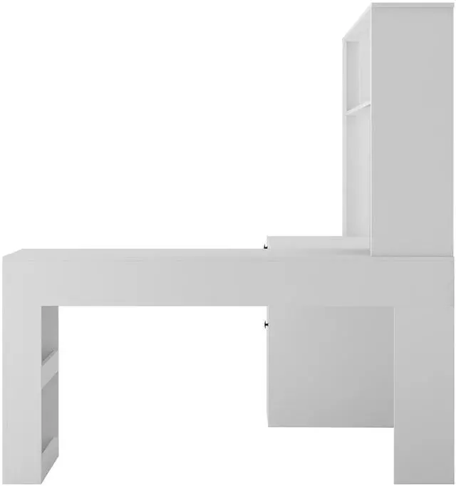 Alt view image 7 of 7 - L Shaped Desk with outlet, Computer Desk with Drawers, Bookshelf, Modern Corner Desk, Home Office Desk,L-Shaped Study Table Writing Desk,Corner Gaming Computer Desk with Storage