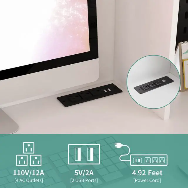 Alt view image 5 of 7 - L Shaped Desk with outlet, Computer Desk with Drawers, Bookshelf, Modern Corner Desk, Home Office Desk,L-Shaped Study Table Writing Desk,Corner Gaming Computer Desk with Storage