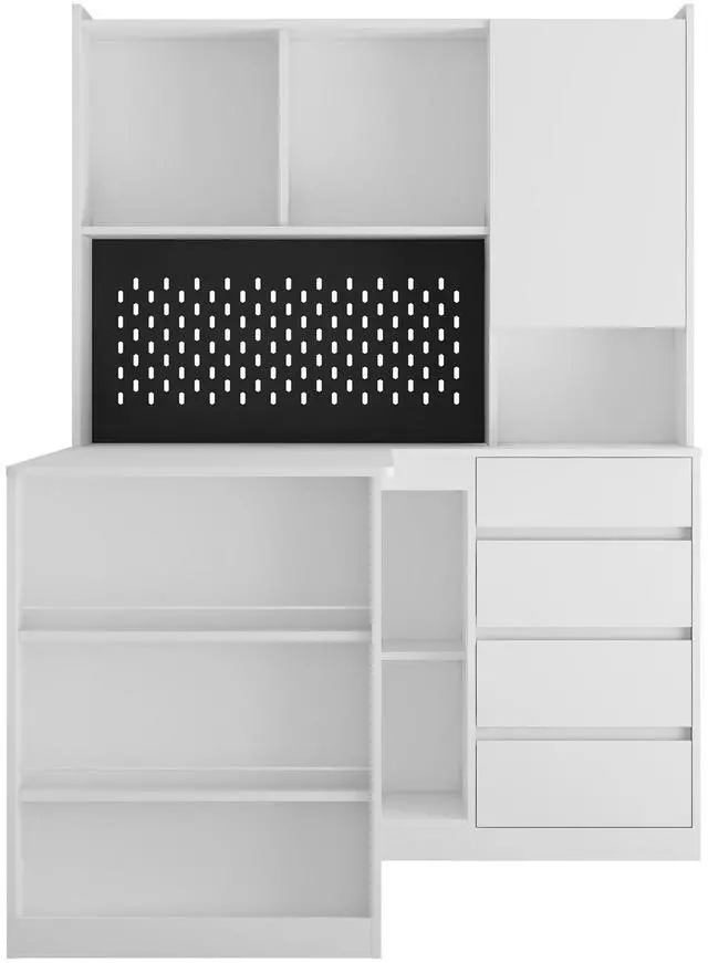 Alt view image 7 of 7 - L Shaped Desk with Charger,Computer Desk with Drawers,Bookshelf, with LED Light,Modern Corner Desk,Home Office Desk,L-Shaped Study Table Writing Desk,Corner Gaming Computer Desk with Storage