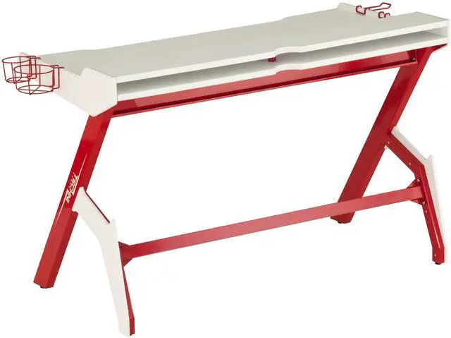 Alt view image 7 of 7 - Techni Sport Ergonomic Computer Gaming  Desk Workstation with Cupholder & Headphone Hook, Red