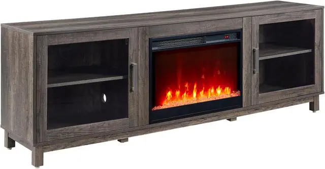 Alt view image 2 of 6 - Summit 70"W Gray Walnut Finish TV Stand Console with Fireplace and Heater
