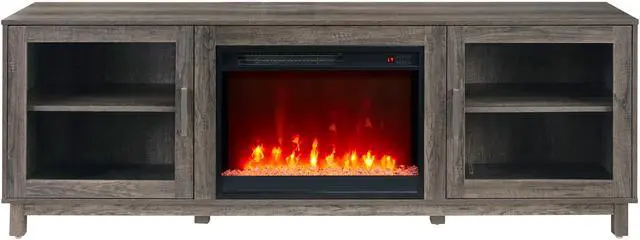 Alt view image 4 of 6 - Summit 70"W Gray Walnut Finish TV Stand Console with Fireplace and Heater