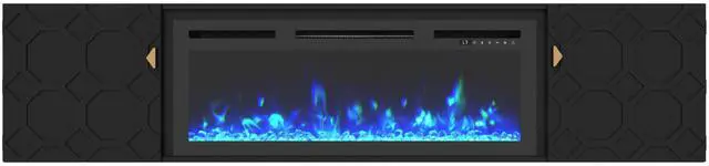 Alt view image 3 of 7 - 67 in. Black Media TV Stand in High Gloss Paint MDF