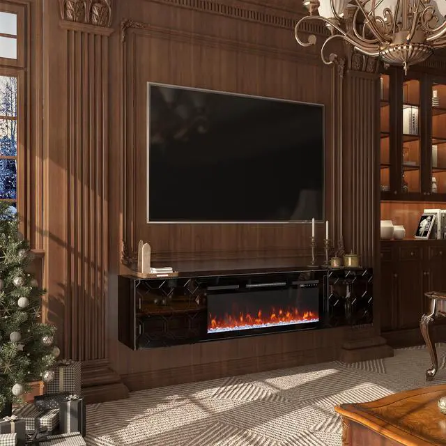 Alt view image 6 of 7 - 67 in. Black Media TV Stand in High Gloss Paint MDF