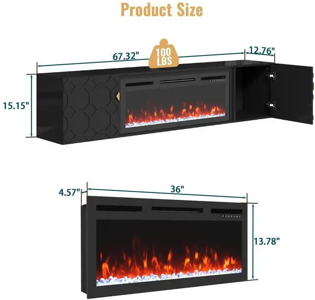 Alt view image 4 of 7 - 67 in. Black Media TV Stand in High Gloss Paint MDF
