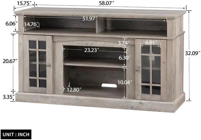 Alt view image 3 of 7 - TVstand,media console,storage cabinet,entertainment center,with electronicfireplace,Install theLEDBluetooth band,using the latest infrared heating technology,electronic flame beautiful,safe color:Gray