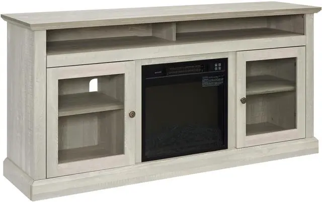 Alt view image 7 of 7 - Contemporary TV Media Stand Modern Entertainment Console with 18" Fireplace Insert for TV Up to 65" with Open and Closed Storage Space, Stone Gray, 60"W*15.75"D*29"H