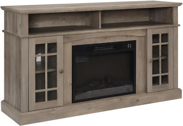 Alt view image 6 of 6 - Classic TV Media Stand Modern Entertainment Console with 23" Fireplace Inset for TV Up to 65" with Open and Closed Storage Space, Gray Wash, 58.25"W*15.75"D*32"H