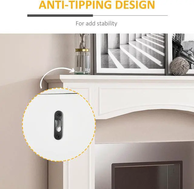 Alt view image 5 of 7 - HOMCOM Modern Fireplace Mantel, Surround Mantels for Fireplace with Decorative Pattern Interior Width 29" White